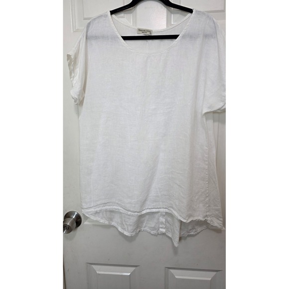 Terzo Millennio Tops - Terzo Millennio Linen Women's L White Made in Italy Button Back Blouse Summer